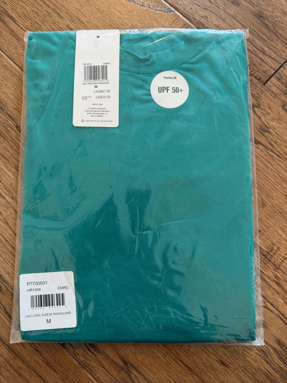 Hurley Teal Long Sleeve Rashguard - UPF 50+